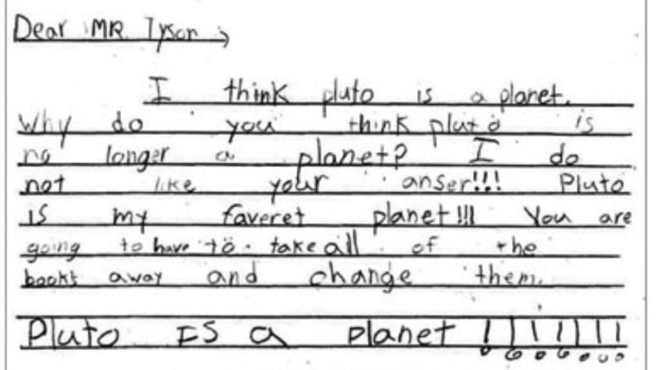 Ein Brief des kleinen Emerson an den Astrophysiker Neil deGrasse Tyson.