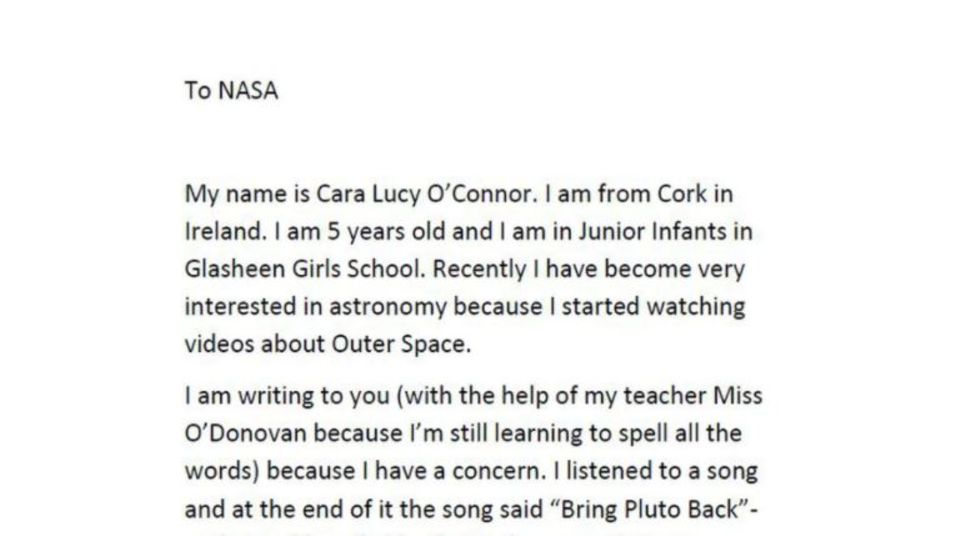 Pluto wird "unfair behandelt" - Cara Lucys gesamten Brief an die Nasa finden sie hier.
