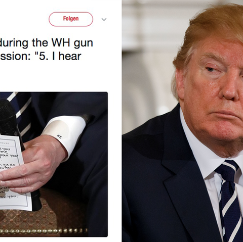 Twitter-Reaktionen: Treffen mit Schülern nach Amoklauf: Trump braucht Spickzettel, um "Empathie vorzutäuschen"