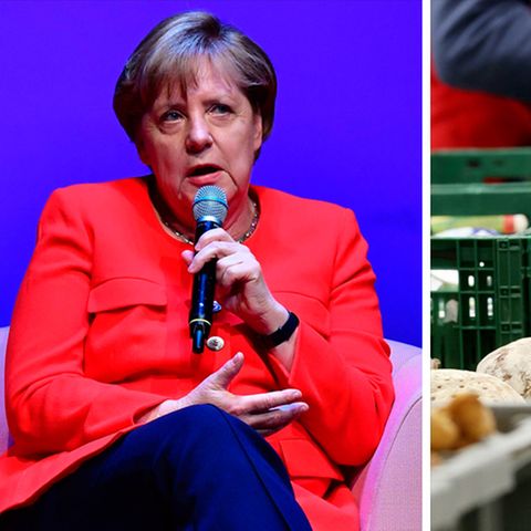 Bundeskanzlerin Angela Merkel und die Lebensmittelausgabe der Essener Tafel