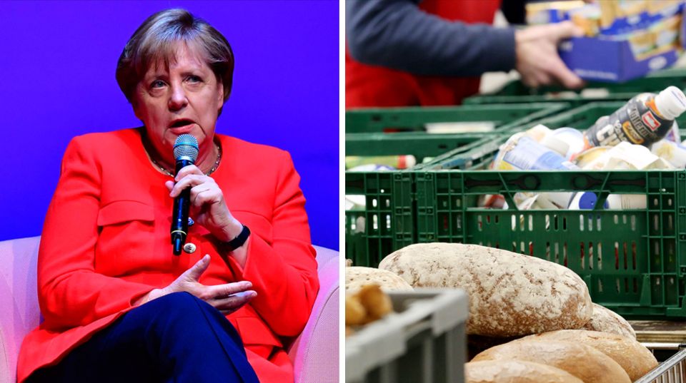 Bundeskanzlerin Angela Merkel und die Lebensmittelausgabe der Essener Tafel