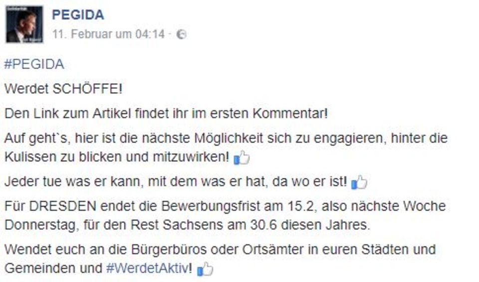 Der Aufruf von Pegida Der Aufruf von Pegida