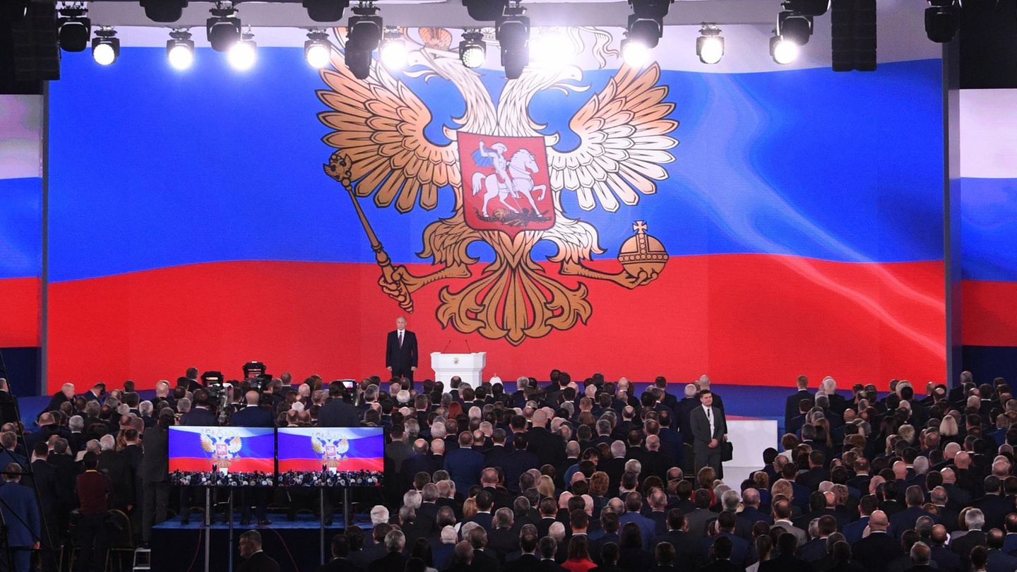 Wladimir Putin hält seine Rede an die Nation