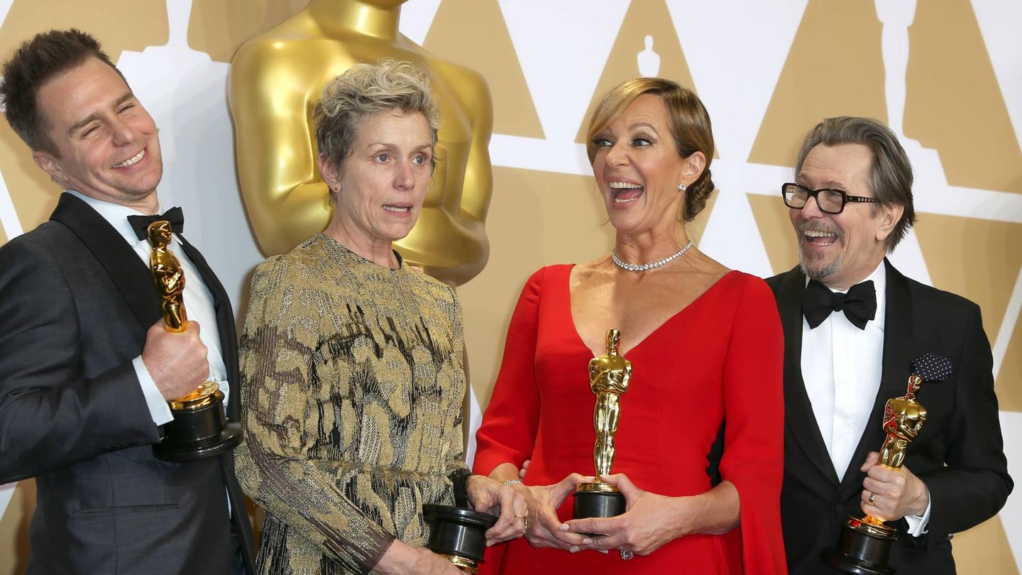 Sam Rockwell, Frances McDormand, Allison Janney und Gary Oldman bei den Oscars (v.l.n.r.)