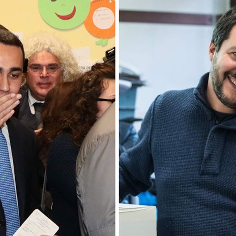 Der Spitzenkandidat der Fünf-Sterne-Bewegung Luigi Di Maio (l.), und der rechte Lega-Chef Matteo Salvini