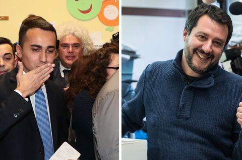 Der Spitzenkandidat der Fünf-Sterne-Bewegung Luigi Di Maio (l.), und der rechte Lega-Chef Matteo Salvini