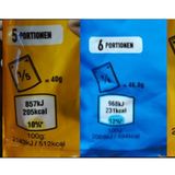 Noch mehr zu vereinheitlichen hat Hersteller Mars bei den Portionsangaben seiner M&M-Packungen. Bei diesen vier Varianten schwankt die Portionsangabe zwischen einem Viertel und einem Siebtel der Packung, was mal 40 mal 46,8 mal 47,1 und einmal 50 Gramm entspricht.