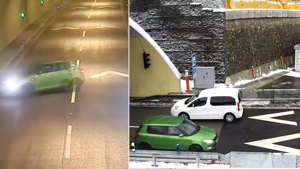 Dramatische Aufnahmen: Schockvideo: Autofahrer wendet mitten im Tunnel