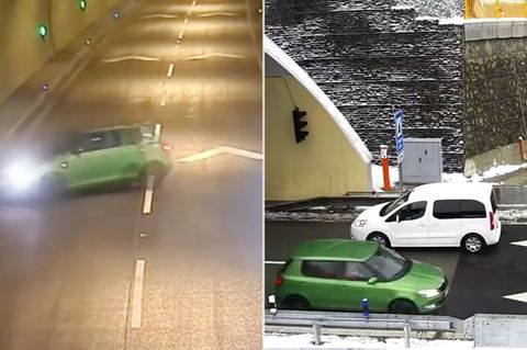 Dramatische Aufnahmen: Schockvideo: Autofahrer wendet mitten im Tunnel