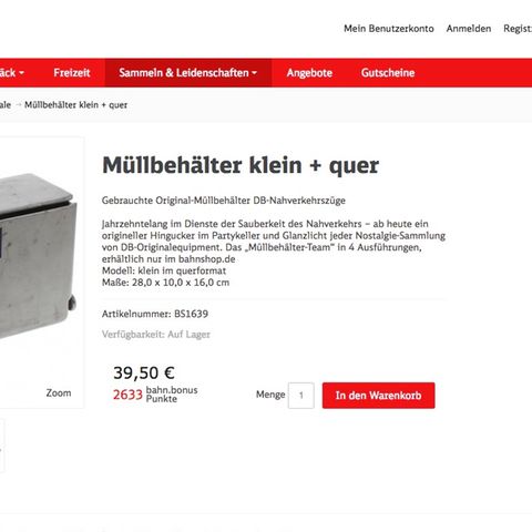 Neuer Hipster-Trend: Bei der Bahn kann man jetzt alte Mülleimer kaufen – aber warum?