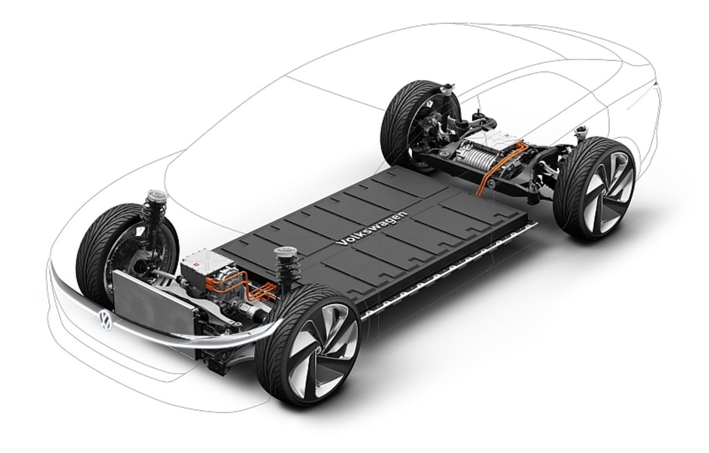 VW I.D. Vizzion Concept 2018 - die Akkus befinden sich zwischen den Achsen