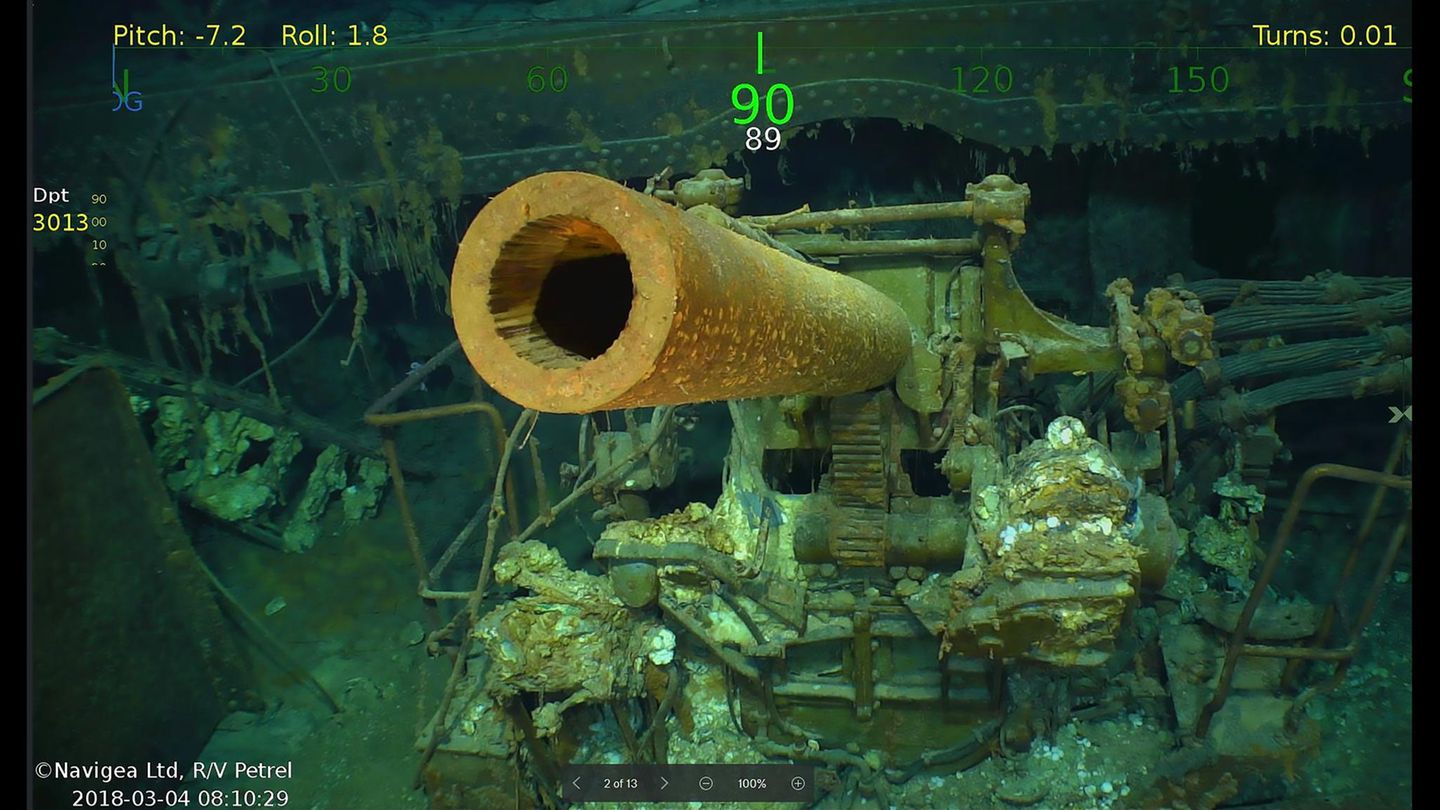 USS Lexington : Eine schwere Flugabwehrkanone der Lexington. Eine schwere Flugabwehrkanone der Lexington.