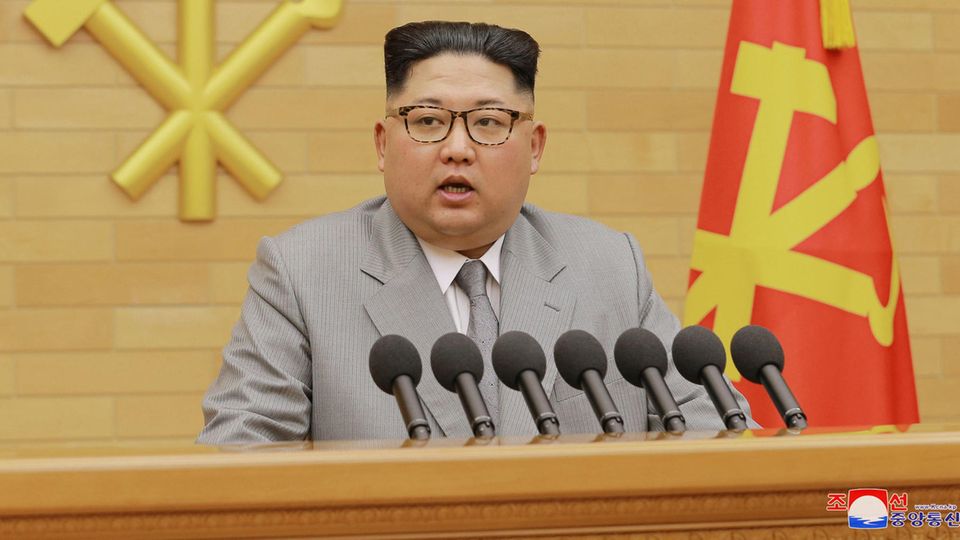 Kim Jong Un während seiner Neujahrsansprache Kim Jong Un während seiner Neujahrsansprache