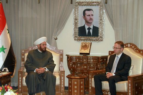 AfD-Mann Christian Blex (r.) beim Treffen mit Großmufti Ahmad Badr al-Din Hassoun