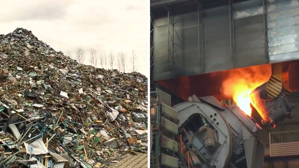 Berg von Kupfermüll wird weiterverarbeitet