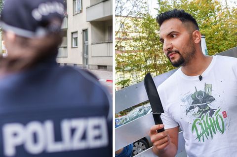 Eine Polizistin in Berlin und Vegankoch Attila Hildmann