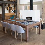 Der Billard-Esstisch: Wer nicht den Luxus eines eigenen Billardzimmers hat, kann sich vielleicht für den Fusiontable von Aramith begeistern. Nimmt man die Tischplatte ab, verwandelt sich der Ess- in einen Spieltisch.