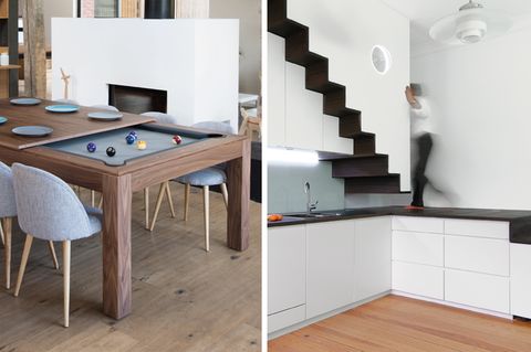 Collage: Esstisch, Treppe