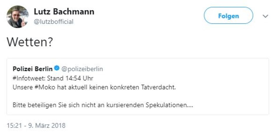 Der Pegida-Initiator schaltete sich früh in die Diskussion um die Herkunft des Verdächtigen ein Der Pegida-Initiator schaltete sich früh in die Diskussion um die Herkunft des Verdächtigen ein