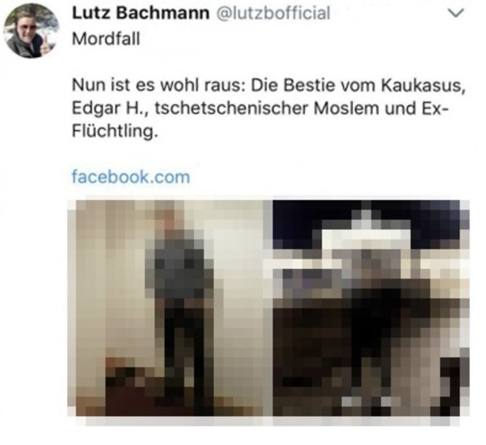Mit diesem Tweet stellte Lutz Bachmann einen Unschuldigen an den Pranger Mit diesem Tweet stellte Lutz Bachmann einen Unschuldigen an den Pranger