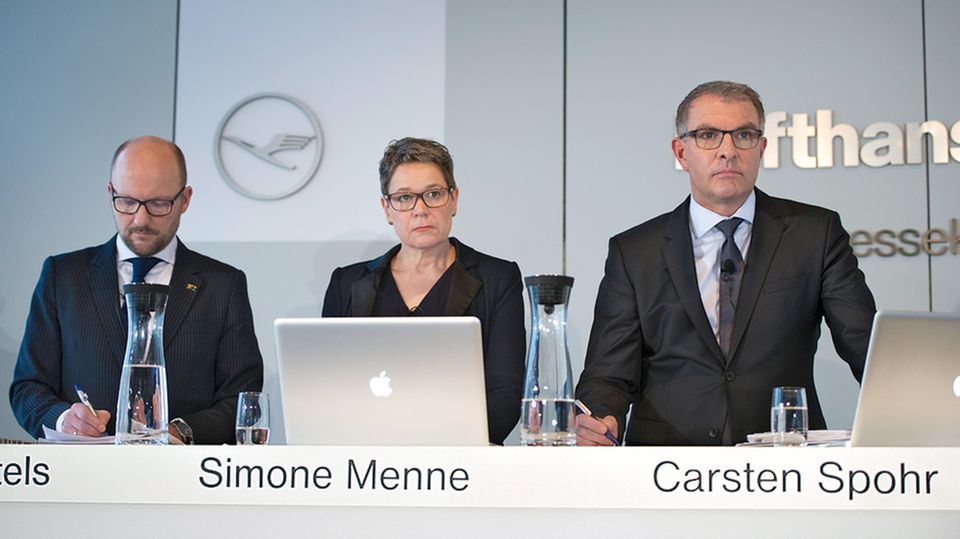 Erste Frau im Lufthansa-Vorstand: Simone Menne mit Carsten Spohr Erste Frau im Lufthansa-Vorstand: Simone Menne mit Carsten Spohr