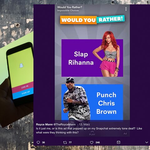 Ein Screenshot einer Snapchat-Werbung
