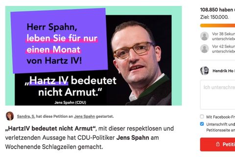 Screenshot der change.org-Petition zu Jens Spahn
