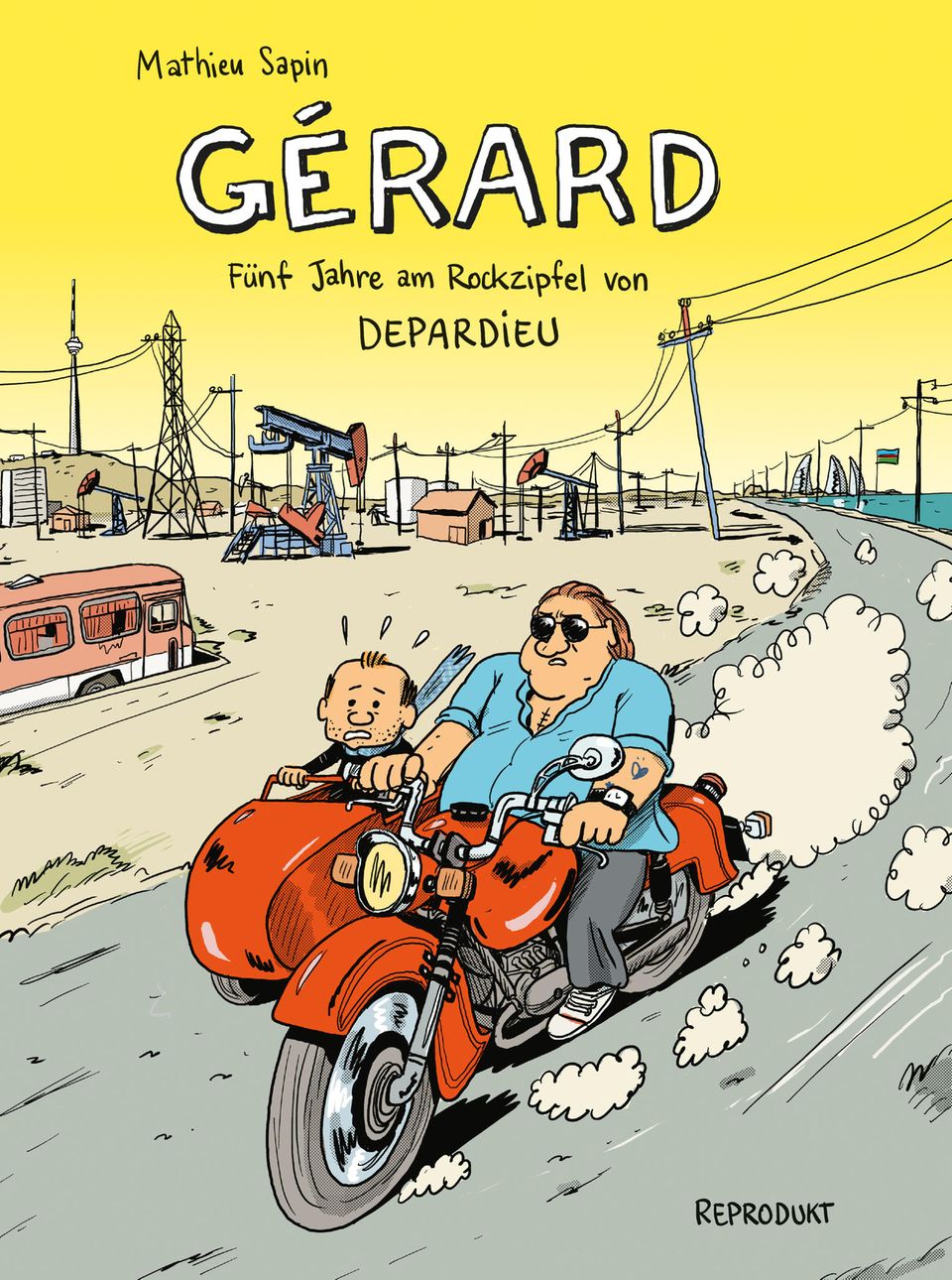 "Gérard" Das Cover des Comics "Gérard. Fünf Jahre am Rockzipfel von Depardieu" von Mathieu Sapin