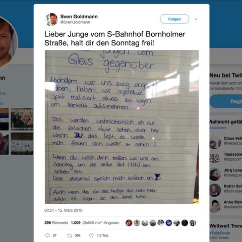 Screenshot vom Liebesbrief auf Twitter