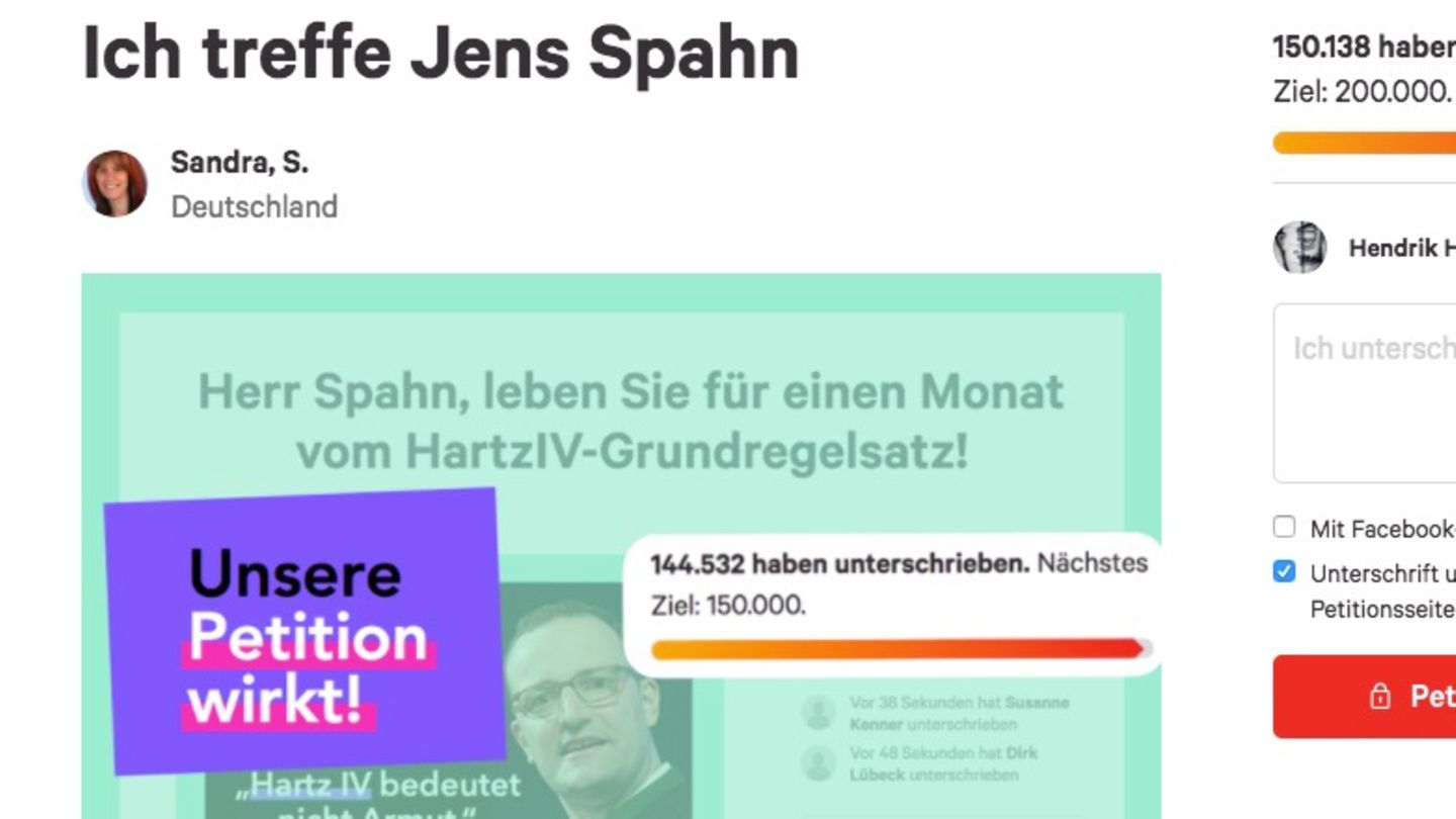 Screenshot der change.org-Kampagne von Sandra S.