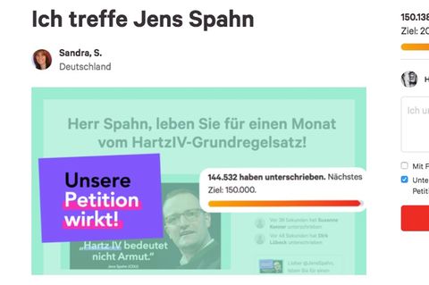 Screenshot der change.org-Kampagne von Sandra S.
