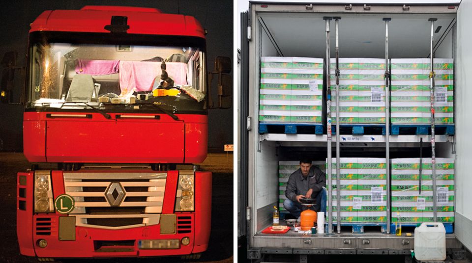 Ihr Lastkraftwagen ist ihr Zuhause: Leben in Einsamkeit und Alkohol Ihr Lastkraftwagen ist ihr Zuhause: Leben in Einsamkeit und Alkohol