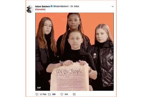 Emma Gonzalez zerreißt die amerikanische Verfassung. Das Bild ist eine Fälschung.