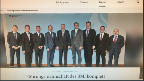 Dieses Foto war auf der Seite des Heimatministeriums zu bewundern und zeigt Horst Seehofers Führungsmannschaft