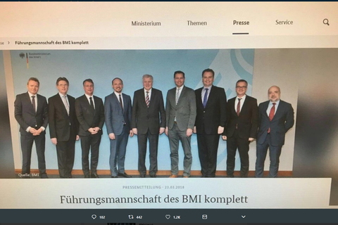 Dieses Foto war auf der Seite des Heimatministeriums zu bewundern und zeigt Horst Seehofers Führungsmannschaft