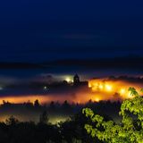 Aber auch bei Nacht hat das Erzgebirge einiges zu bieten, wie der Blick aus dem Hotelfenster zeigt.
