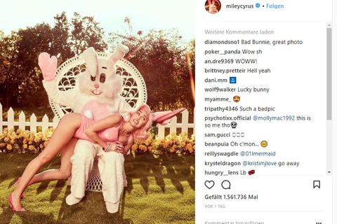 Oster-Fotos : Upps! Lässt sich da Miley Cyrus etwa vom Osterhasen versohlen?