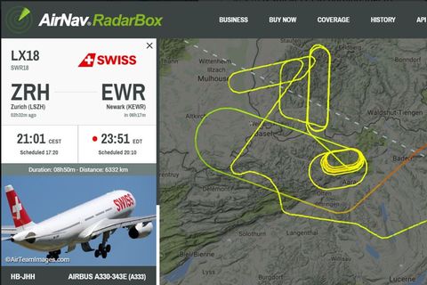Die Route des Swiss-Flugs LX18