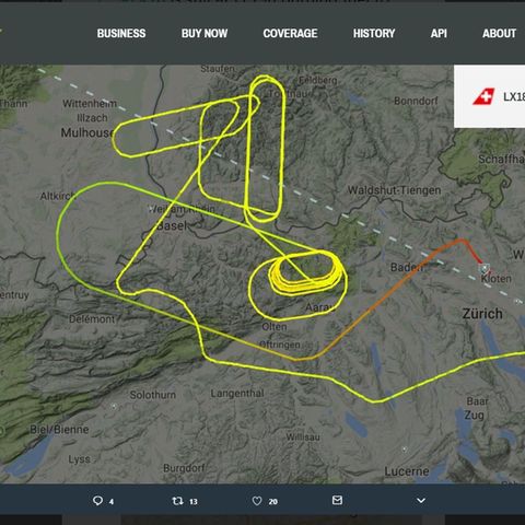 Die Route des Swiss-Flugs LX18