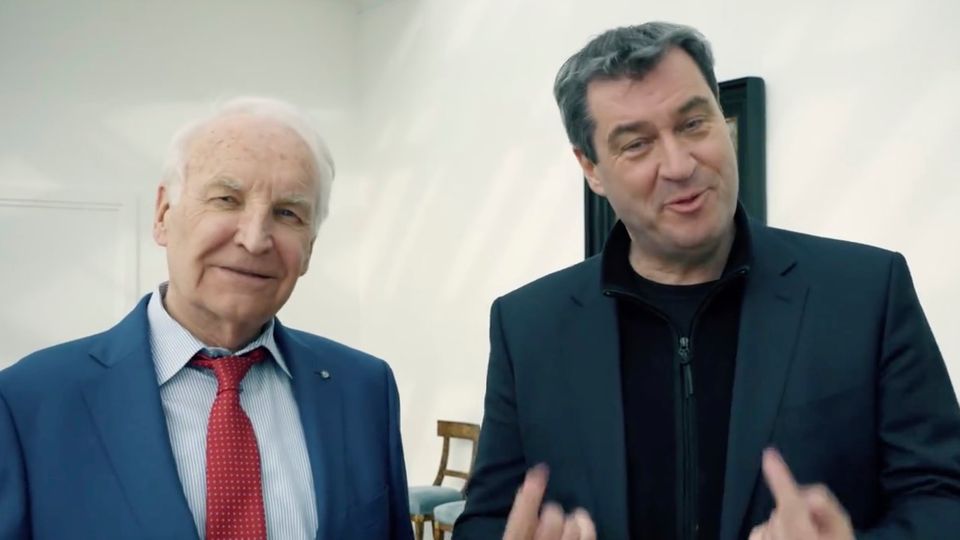 Bizarres CSU-Video: Fremdscham in der Staatskanzlei: Wie sich Stoiber und Söder gegenseitig bauchpinseln