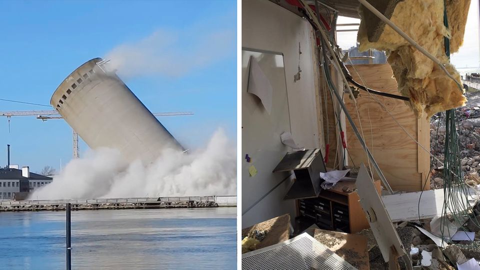 Missgeschick bei Sprengung: Silo-Abriss geht so richtig schief Missgeschick bei Sprengung: Silo-Abriss geht so richtig schief