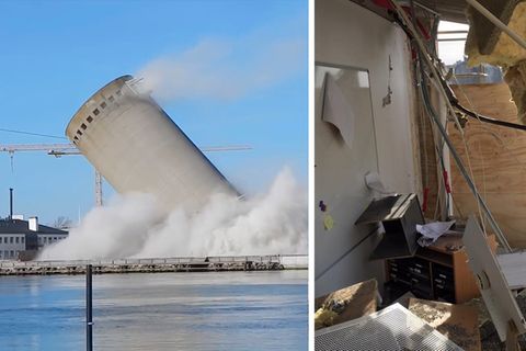 Missgeschick bei Sprengung: Silo-Abriss geht so richtig schief