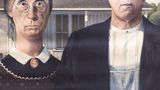 Das Bild ist dem Gemälde "American Gothic" von Grant Wood nachempfunden
