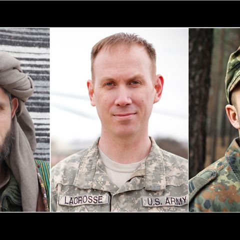 Ihr eigentlicher Krieg begann erst nach dem Gefecht am Karfreitag 2010: Taliban-Kommandant Habib (l.), US-Pilot Jason LaCrosse und Bundeswehrsoldat Maik Mutschke