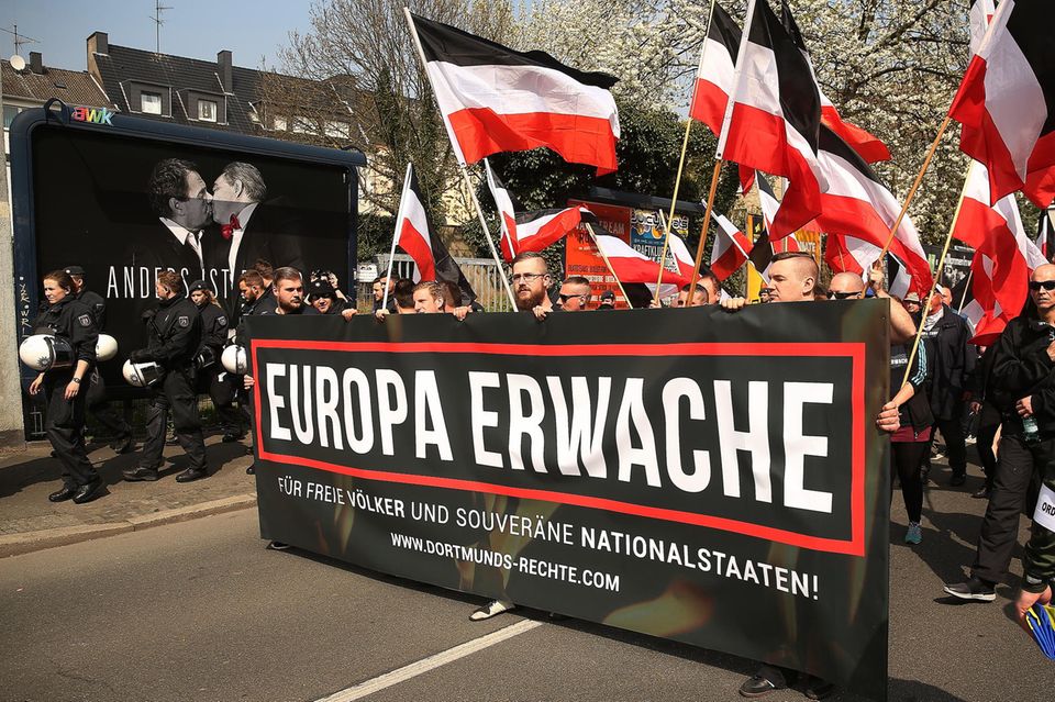 Dortmund Rechte Demonstranten in Dortmund
