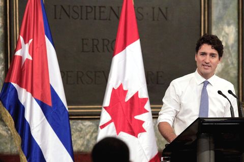 Kanadas Premierminister Justin Trudeau bei einer Rede in Kubas Hauptstadt Havana (Archivbild)
