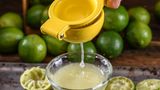Limettenpresse  Wir Redakteure schwören darauf: Für Cocktails oder zum Anrühren von einer Vinaigrette ist der Saft einer Limette unabdingbar. Am besten bekommen Sie den mit einer Limettenpresse heraus. Achtung: Legen Sie die Limette mit der Schnittfläche nach unten. So ist gewährleistet, dass auch jeder Tropfen herausgepresst wird.