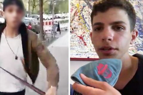 Adam hält die Kippa, die den Angreifer auf seinen jüdischen Glauben aufmerksam machte