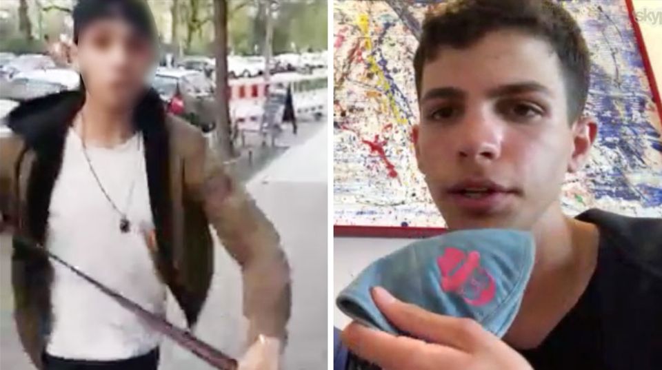 Adam hält die Kippa, die den Angreifer auf seinen jüdischen Glauben aufmerksam machte Adam hält die Kippa, die den Angreifer auf seinen jüdischen Glauben aufmerksam machte