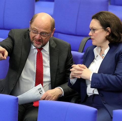 Martin Schulz (l.) und SPD-Fraktionsvorsitzende Andrea Nahles